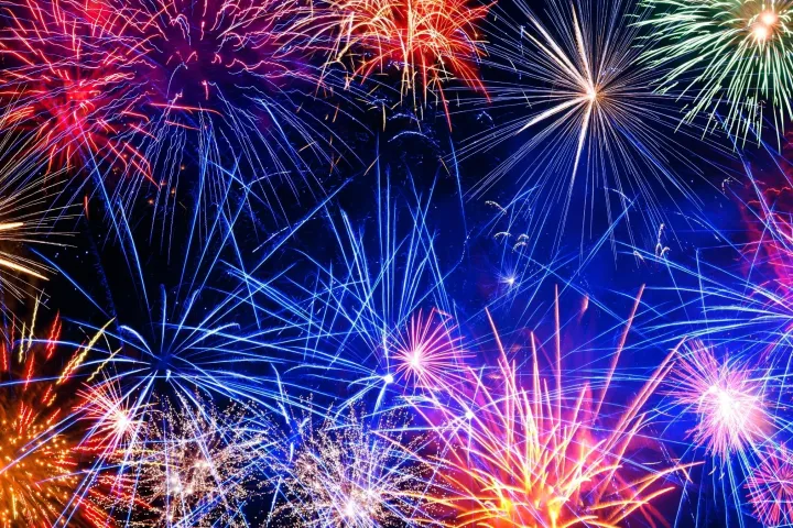 a group of fireworks in the sky